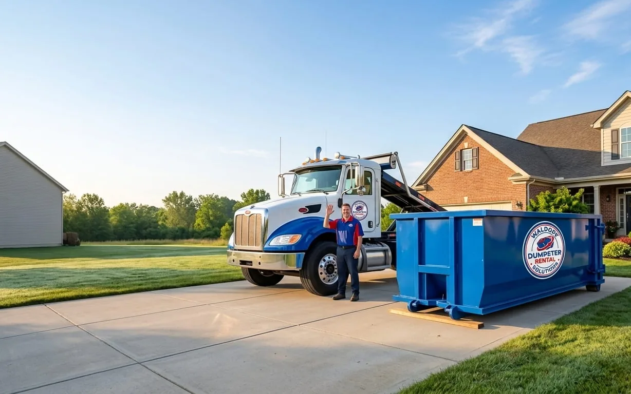 Clean roll-off dumpster delivered to a Waldorf home